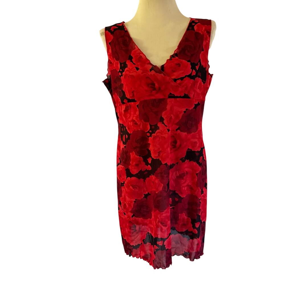 NWT VTG Y2K 2000s Red Dark Floral Babydoll Dress XL Fairy Grunge Whimsygoth